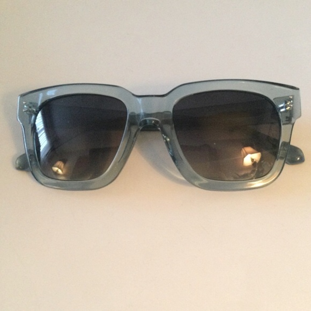 LINDA FARROW D-FRAME CHUNKY ACETATE LFL71 WOMENS Sunglasses Ocean Blue NWOT